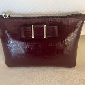 🩷Coach Elegant Burgundy Clutch with Bow Accent🩷silver hardware